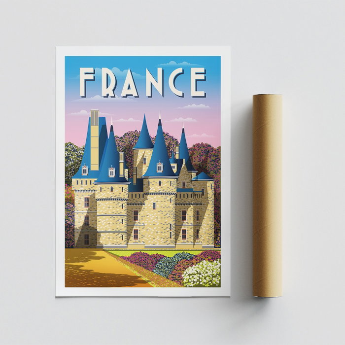 Wallity Póster A4 France - 1971, 21 x 29.7 cm, Acabado 100% Satinado Mate
